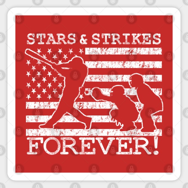 Baseball Pitcher Stars and Strikes American Flag Grunge Pitching Classic Sticker by TeeCreations